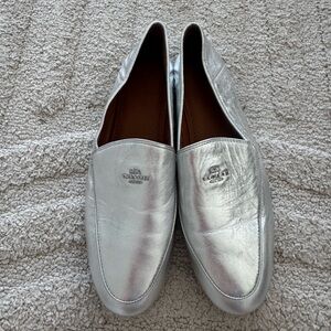 Coach Metallic Silver Loafers